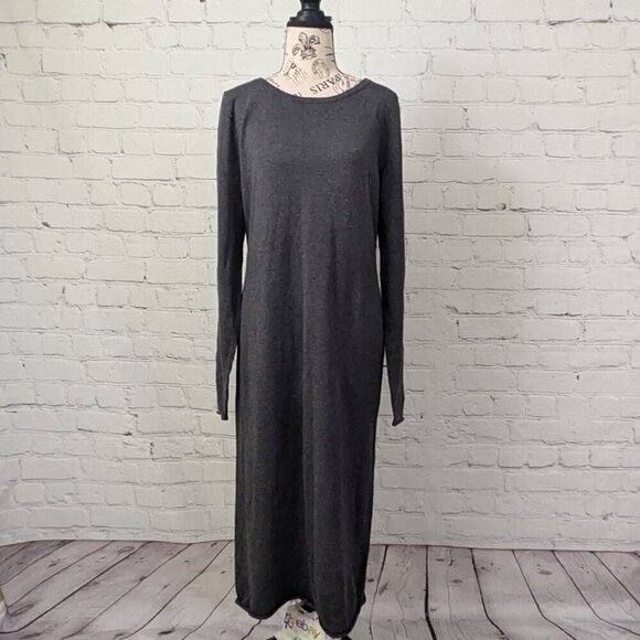 Something Navy Gray Knit Long Sleeve Sweater Dress M NEW Minimalist - Picture 7 of 8